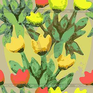 Бесшовные модели акварель букет тюльпанов - изображение в формате EPS
