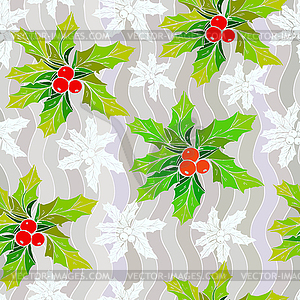 Seamless pattern with mistletoe. Original fl - vector image