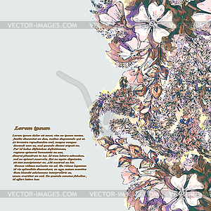 Романтический акварель карта с цветами. Оформление - графика в векторе