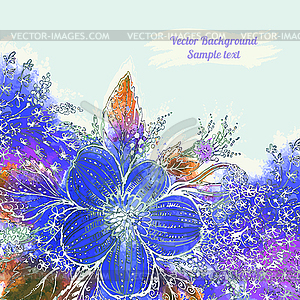 Romantic watercolor card with flowers. Decor - vector image