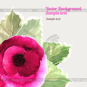 Romantic watercolor card with poppy . Decor design - vector clip art