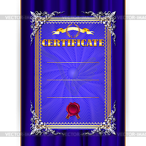 Certificate on textile background - vector image