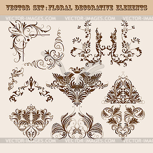 Set of floral decorative elements - vector clipart