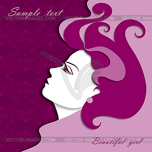 Графический портрет красивой девушки - изображение векторного клипарта