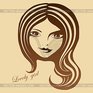 Graphic portrait of beautiful girl - vector image