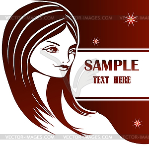 Graphic portrait of young girl - color vector clipart