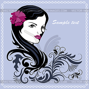 Graphic portrait of young girl - vector clipart / vector image