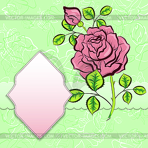 Background with frame and rose - vector image