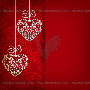 Card with ornament with hearts - vector clipart