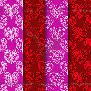 Set seamless background with nice pattern - vector clip art