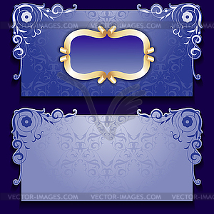 Blue invitation card with frame - vector clip art
