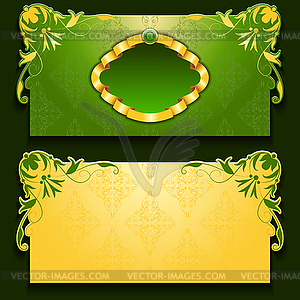 Green invitation card with frame - vector image