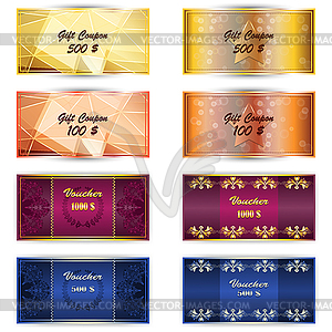 Set of gift coupon, gift card - vector image