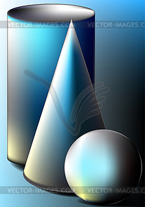 Ball,cone,cylinder - vector image