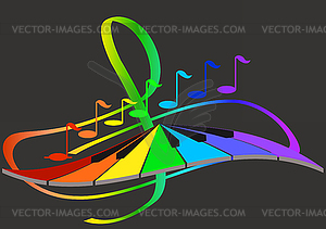 Music notes and keyboard - stock vector clipart