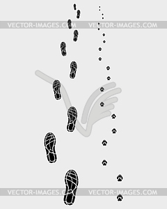 Footprints  - white & black vector clipart