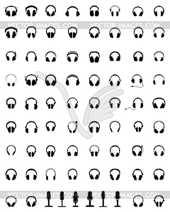 Headphones and microphones - vector clip art