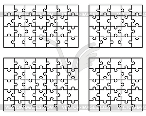 Four white puzzles - vector clipart