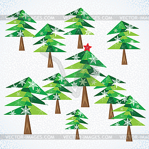 Green Christmas fir trees background - vector clipart / vector image