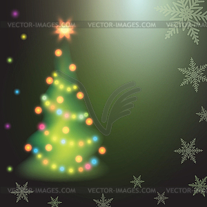 Christmas fir tree on colorful background - vector clipart