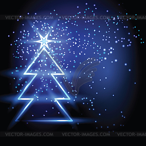 Christmas fir tree on blue background - vector clipart