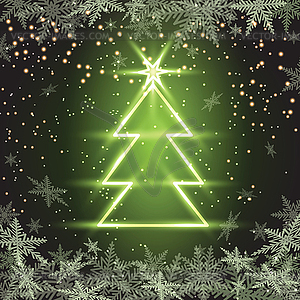 Christmas fir tree on green background - color vector clipart