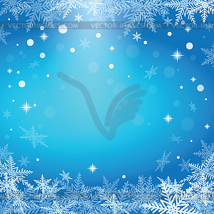 Рождественские снежинки на синем фоне - векторное графическое изображение