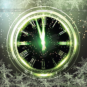Old clock holiday lights - vector clip art