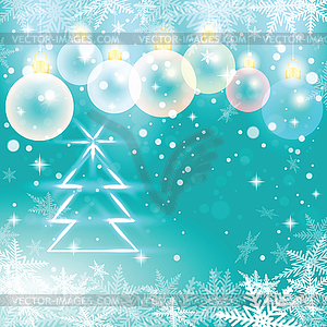 Зимний отдых Новогодние шары и елка - изображение в векторном виде