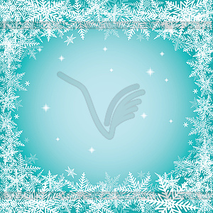 Рождественские снежинки на бирюзовом фоне - векторное изображение клипарта