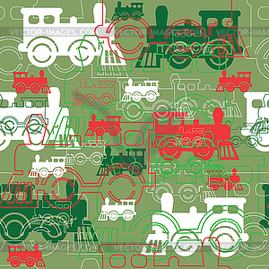 Seamless background with steam locomotives - vector image