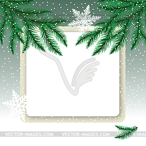 Frame on snowdrift and fir tree branches - vector clipart