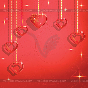 Heart shapes on abstract background to Valentine`s - vector image