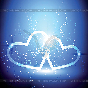 Heart shapes on blue background - royalty-free vector clipart