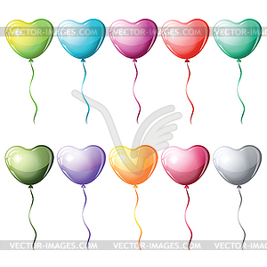 Heart shaped colorful balloons - vector clip art