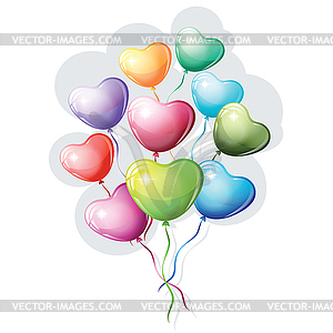 Heart shaped colorful balloons - vector clipart