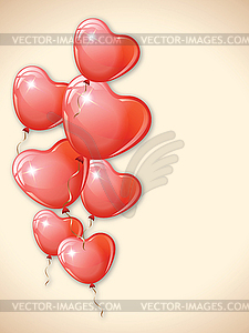 Heart shaped red balloons - vector clipart