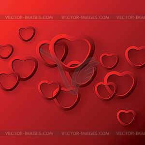 Heart shapes on red background to Valentine`s day - vector clipart