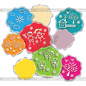 Dawings of elements of rural landscape - vector clip art