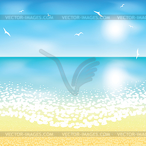 Sand beach at sunset time - vector image