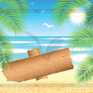 Sand beach palm branches - vector image