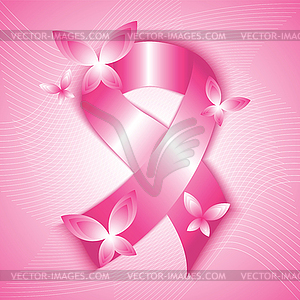 Breast cancer awareness pink ribbon - vector image