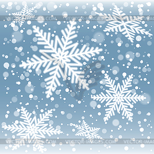 Christmas snowflakes on blue background - vector clipart