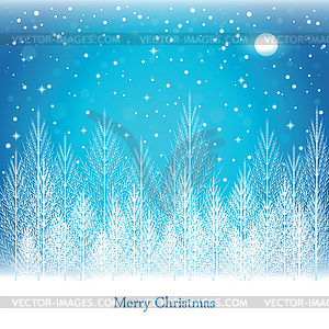 Winter forest on Christmas postcard background - vector clip art