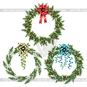 Set of christmas wreaths - vector clipart