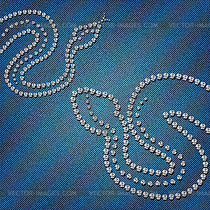 Snake forms on blue jeans texture background - vector EPS clipart