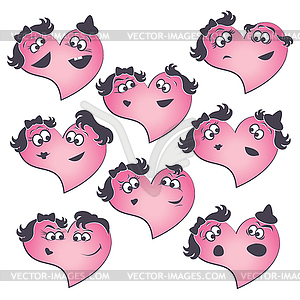 Collection of heart shapes with different their - vector clipart