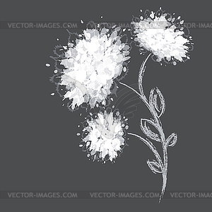 Three flower shapes on dark background - vector image