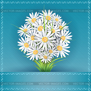 Daisy flower bouquet on greeting card - color vector clipart