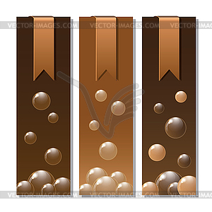 Banners with stickers and chocolate texture - vector clipart